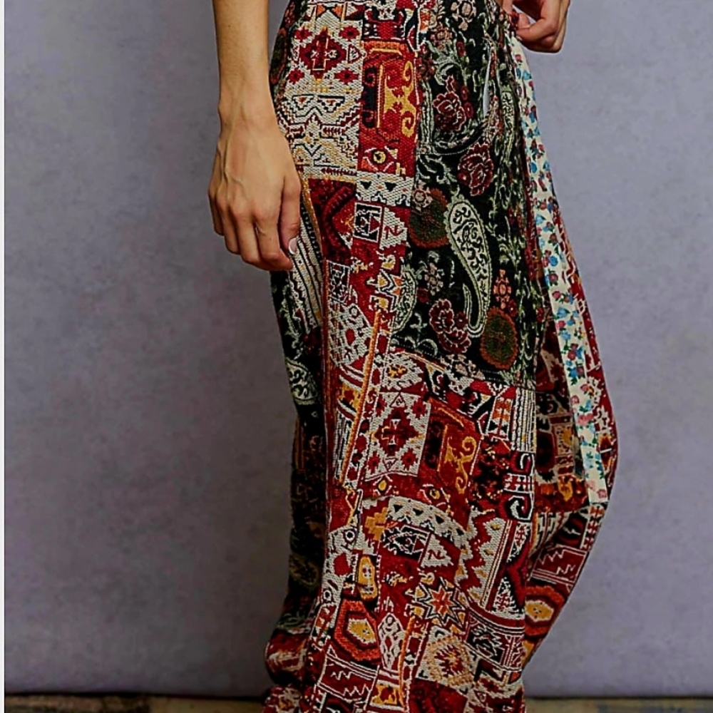 POL Red and Black Patchwork Joggers - image 2